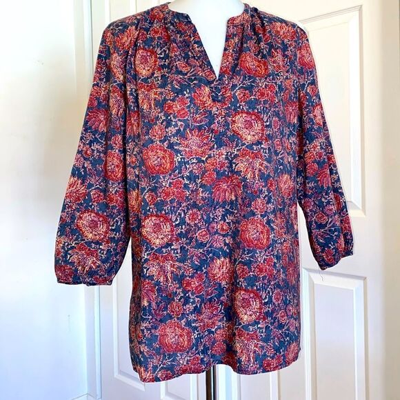 Chaps Long Sleeve Pull On Relaxed Floral Blouse Casual - Picture 1 of 9